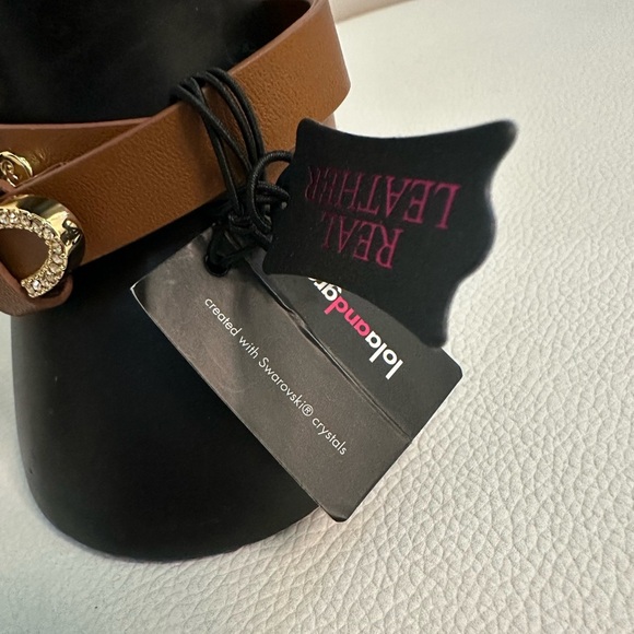 Leather Bracelet with Swarvoski crystals. NWT - Picture 5 of 6
